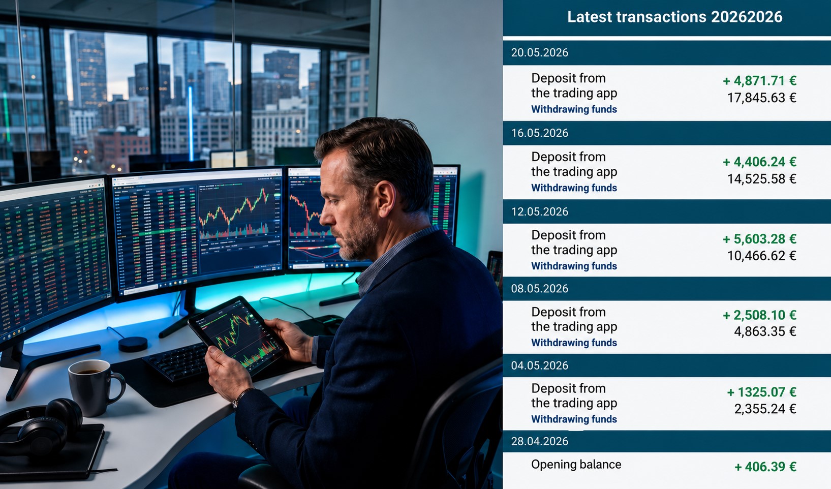 Trading platform dashboard showing AI signals